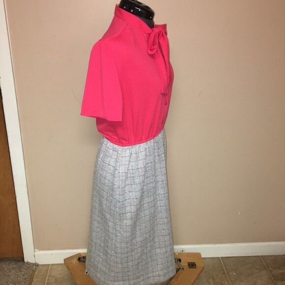 Vintage Lucy Carol Pink Secretary  Bow  Dress 8/10 - Picture 5 of 13